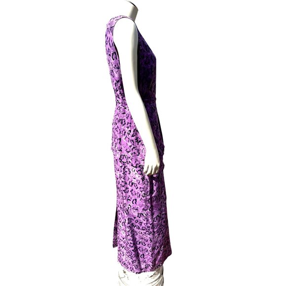 All Silk Vintage Dress by Spencer Jeremy 8 Purple Abstract Print Maxi Cocktail - Picture 6 of 11